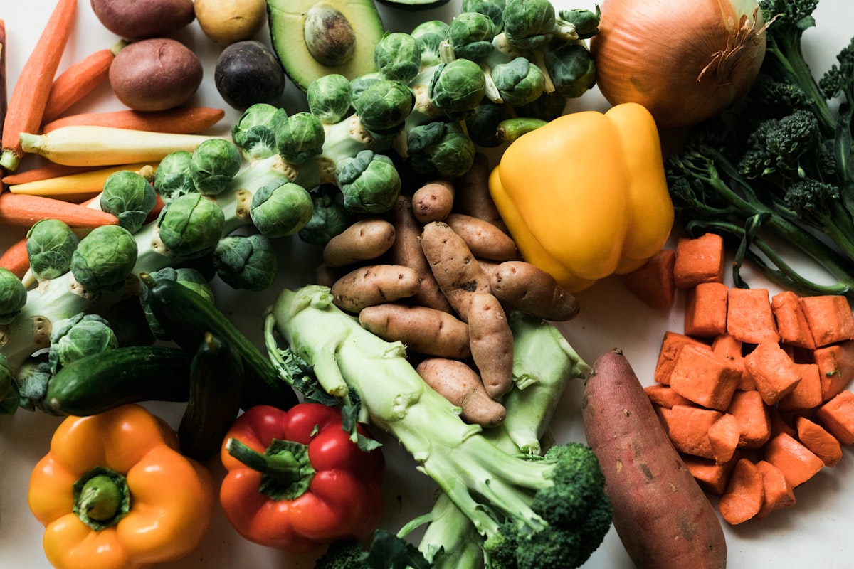 Orange carrots and sweet potatoes